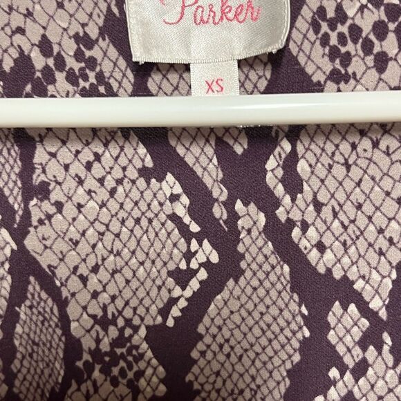 Parker Snake Print Purple Ombre Long Sleeve Faux Wrap Silk Dress Sz XS - Picture 4 of 5